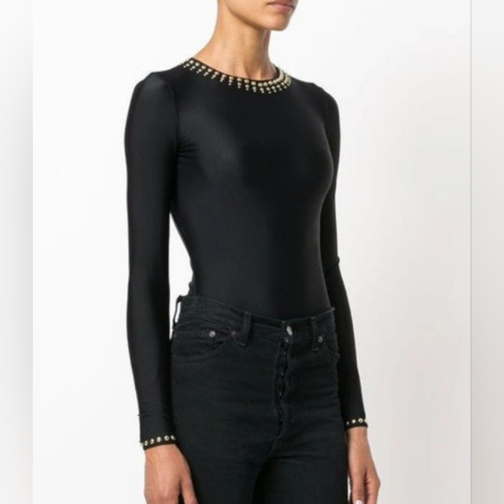 Maison Martin Margiela Black Embellished Long Sleeve Bodysuit
